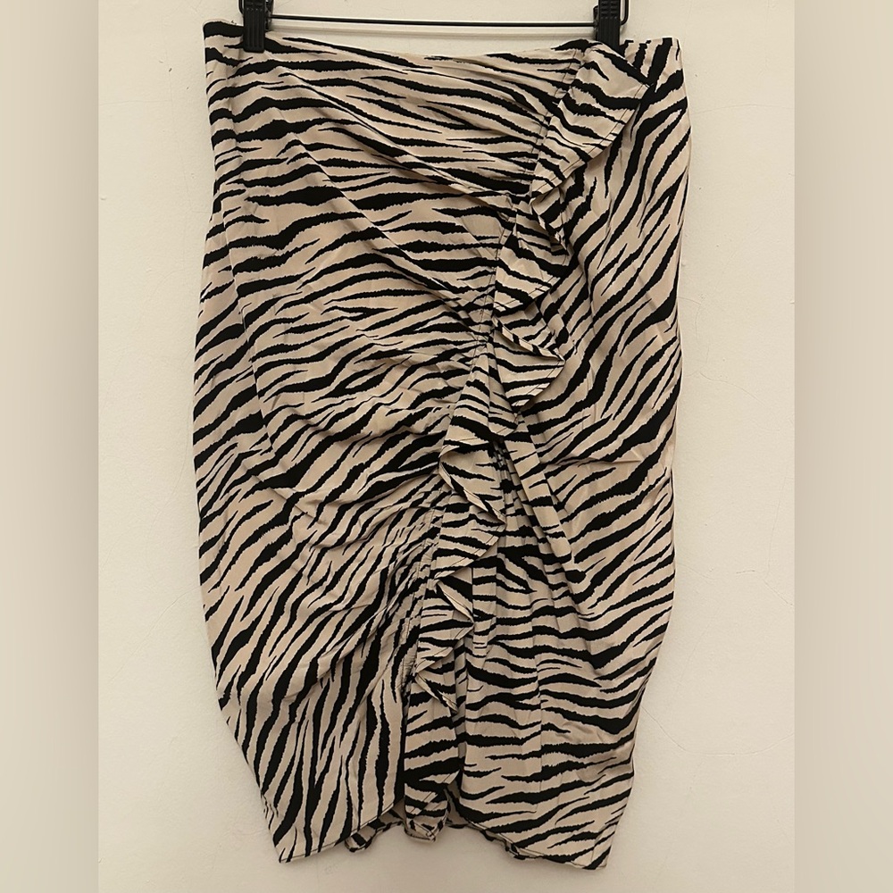 A.L.C. Black and Cream Ruffle Zebra Skirt